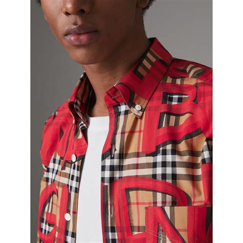 red graffiti burberry shirt|Burberry Graffiti Shirt .